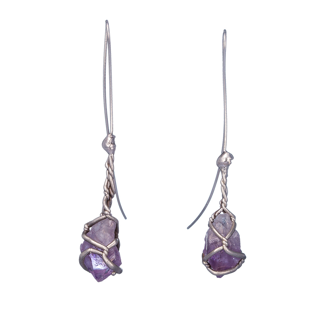 Starry Night Weaved Amethyst Earrings